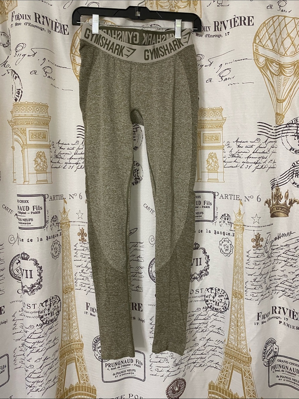 Gymshark Leggings Sz M Heathered Green w/ Logo Waistband